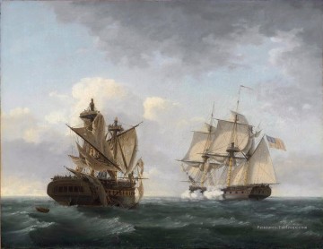 Thomas Birch Engagement entre les États Unis et la Batailles navale macédonienne Peinture à l'huile